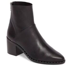 EUC Nordstrom studded pointed toe black leather bootie size 7.5